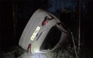 На Серовском тракте Форд вылетел с трассы, водитель госпитализирован в тяжелом состоянии (фото)