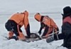 На Тагильском пруду рыбак ушёл под лёд: видео