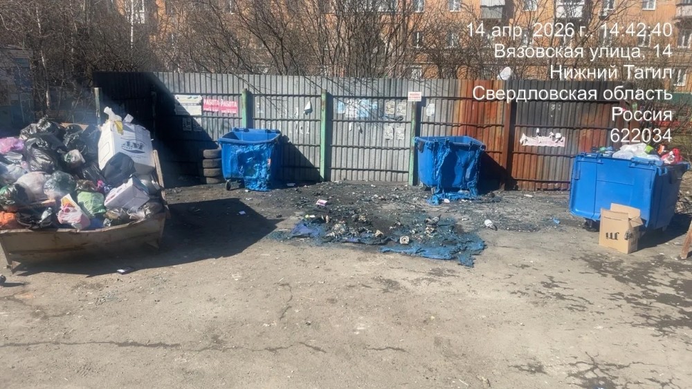 В центре Нижнего Тагила массово горят мусорные баки